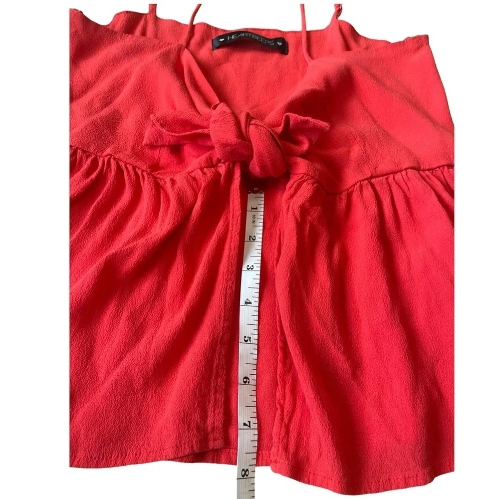 Heartbeeps Cherry Red Open Front Tie Bow Peplum Cami Tank Top - Medium - Picture 7 of 11